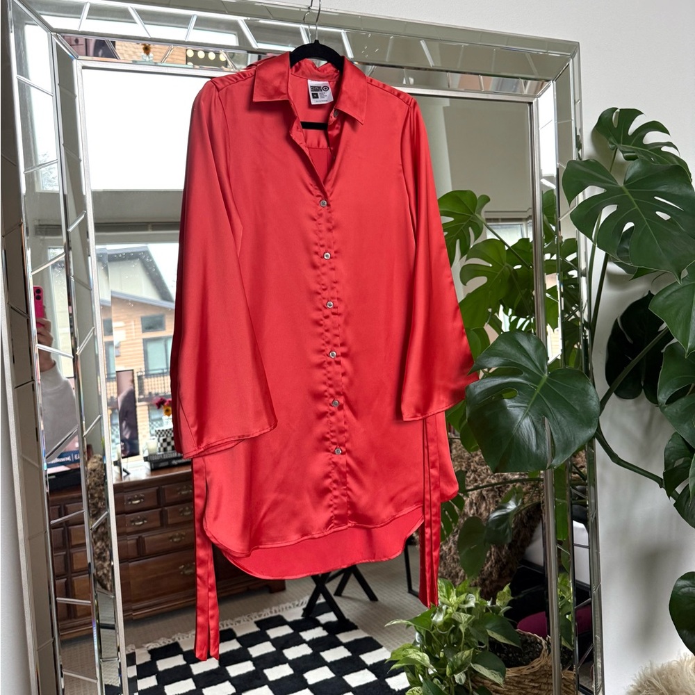 Sammy B. for Target | Red Satin Target Button Down Shirt Dress